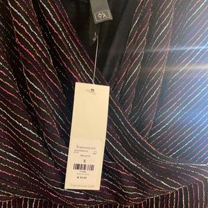 Sparkle multicolored stripe v neck romper